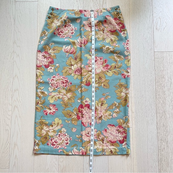 Cambridge Country Store Pansy Big Print Denim Blue longline Maxi Pencil Skirt - Picture 6 of 12